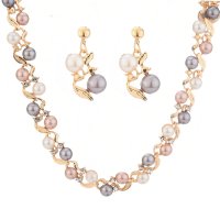 SET515 - Imitation pearl necklace earrings set
